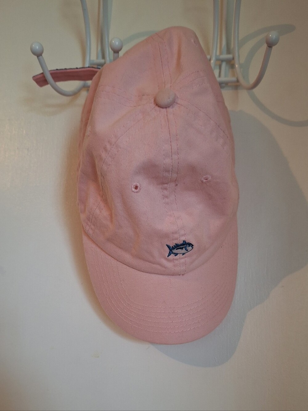 Southern Tide Pink Baseball Cap with Navy Fish Logo